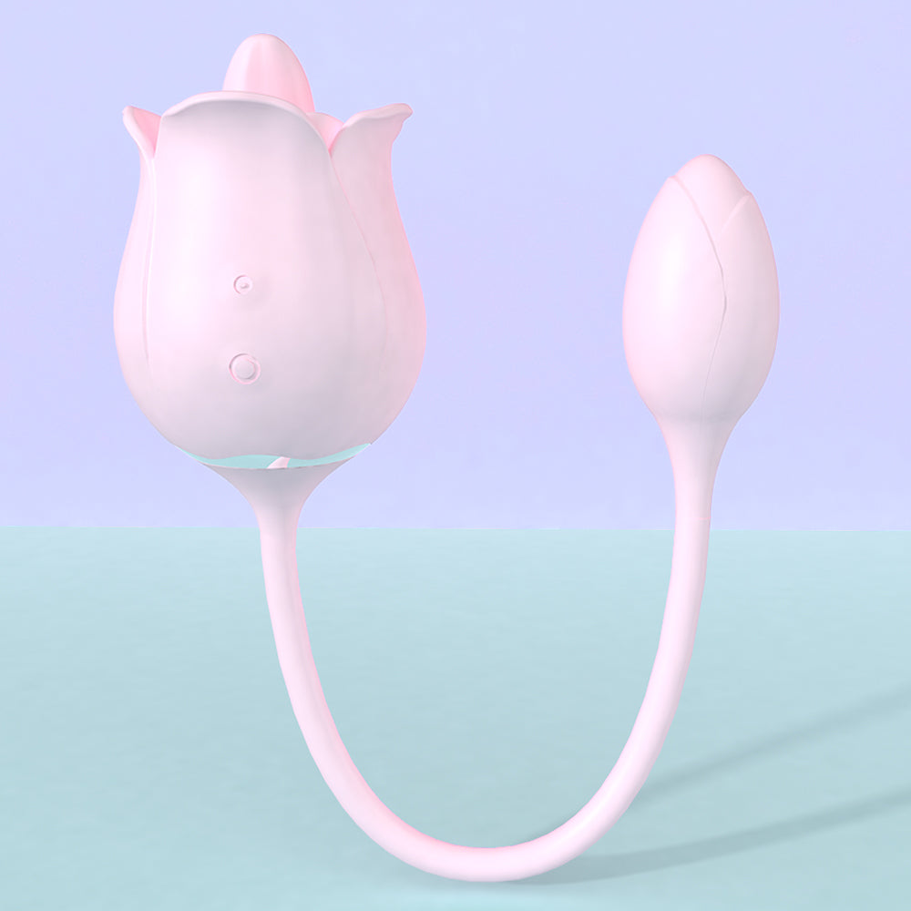 S361 Rose Twin dual-end massager side view - 2x9 rhythm modes IPX7 waterproof