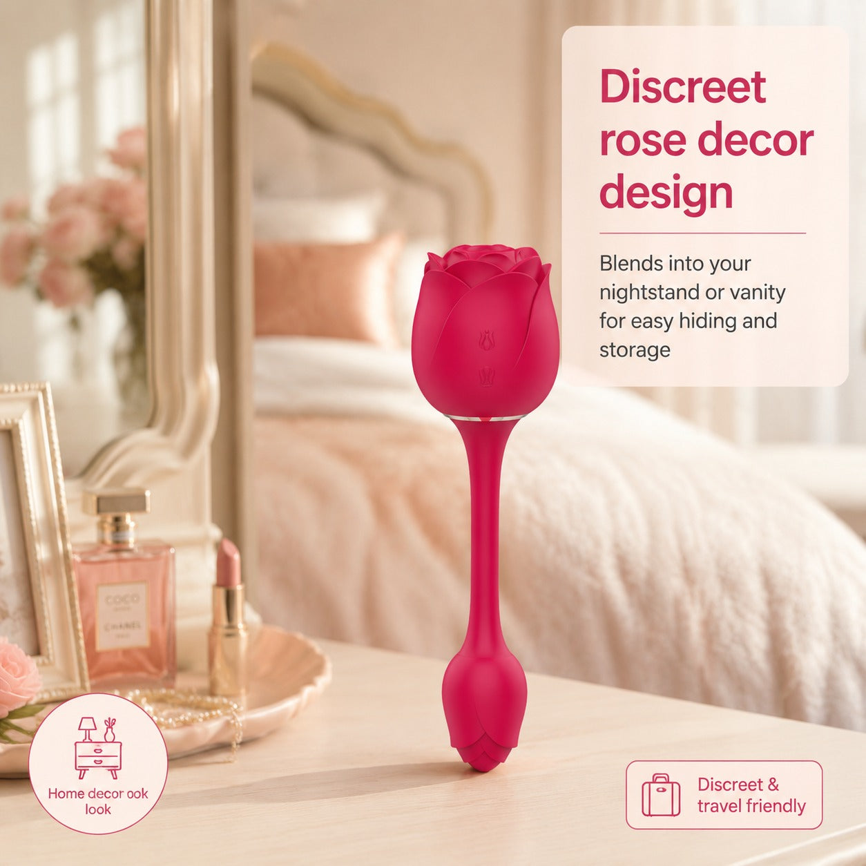 S-HANDE S389-3 Rose Shaped Multi-Function Body Relax Massager | 9 Rhythm Modes Flexible IPX7 Waterproof Magnetic USB Rechargeable Skin-Safe Personal Care Device
