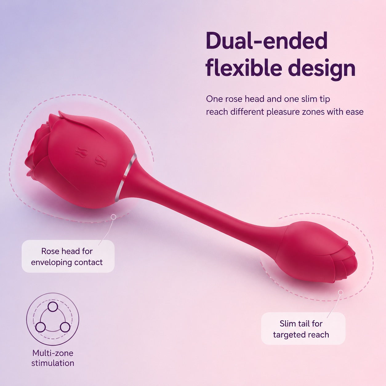 S-HANDE S389-3 Rose Shaped Multi-Function Body Relax Massager | 9 Rhythm Modes Flexible IPX7 Waterproof Magnetic USB Rechargeable Skin-Safe Personal Care Device