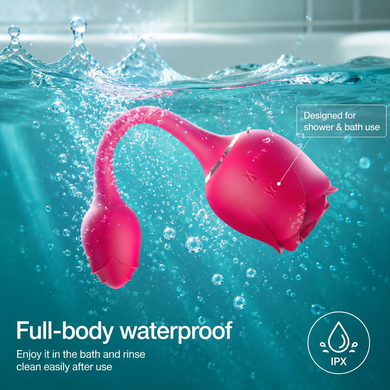 S-HANDE S389-3 Rose Shaped Multi-Function Body Wellness Device | 9 Rhythm Modes Flexible IPX7 Waterproof Magnetic USB Rechargeable Skin-Safe Personal Care Device