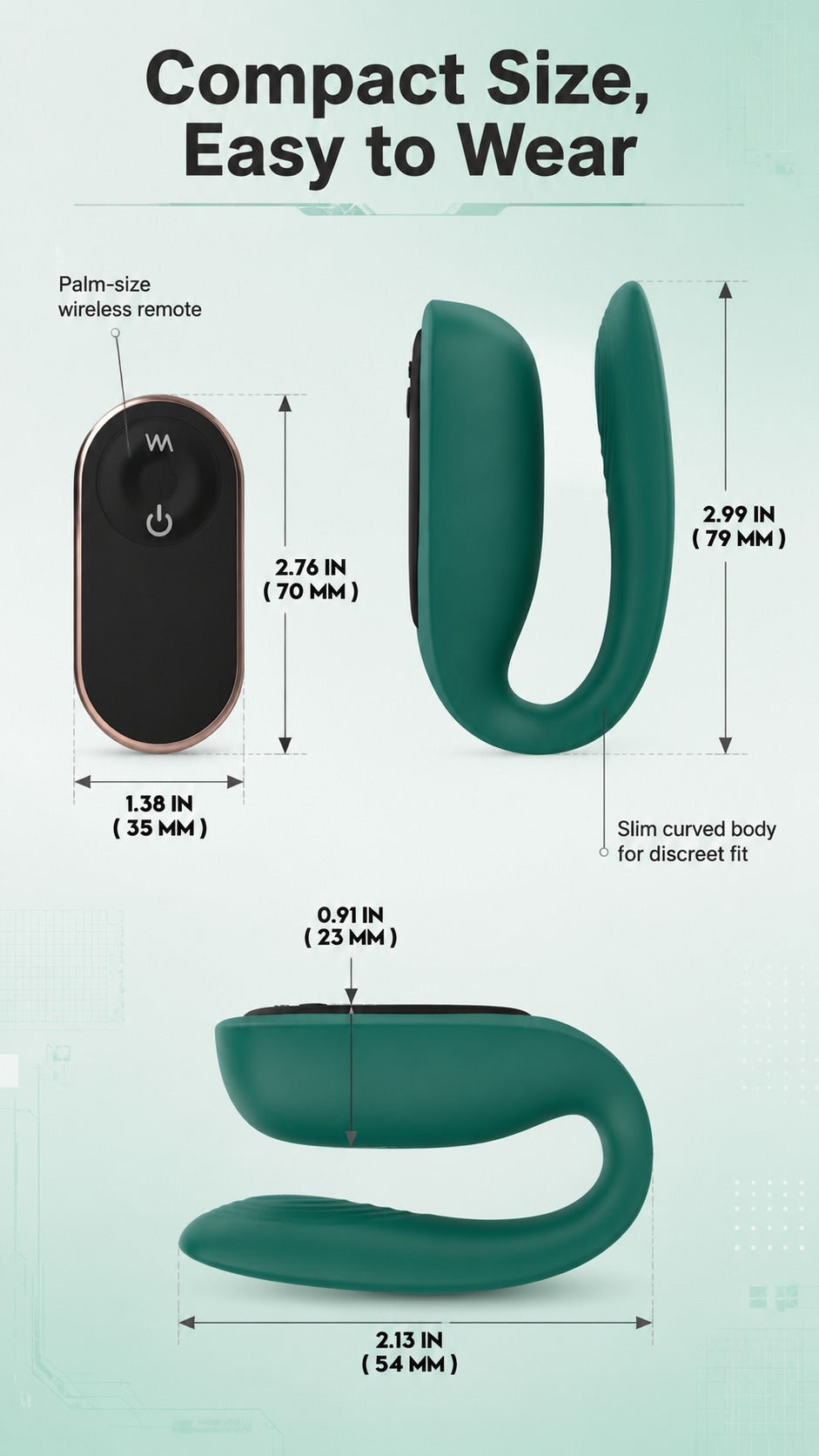 S-HANDE S323-2 Masajeador Relajante Corporal Portátil con Control Remoto | 9 Modos de Vibración Flexible IPX7 a Prueba de Agua Magnético USB Recargable Dispositivo de Cuidado Personal Seguro para la Piel
